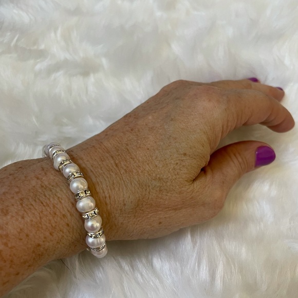 Mix & match FWC Pearl stretch bracelets, black, white or green beads (3 pcs) - Picture 6 of 11